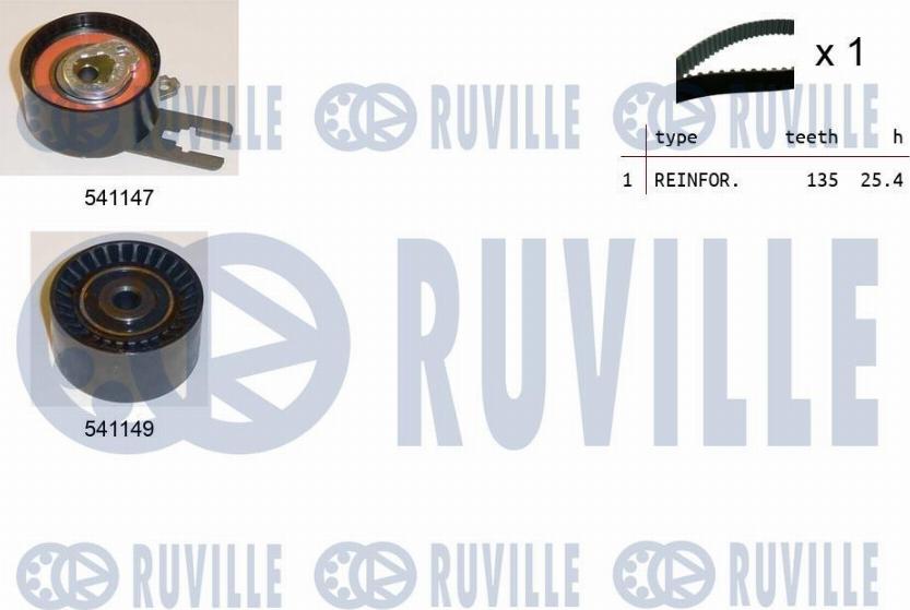 Ruville 550121 - Комплект зубчатого ремня ГРМ autosila-amz.com