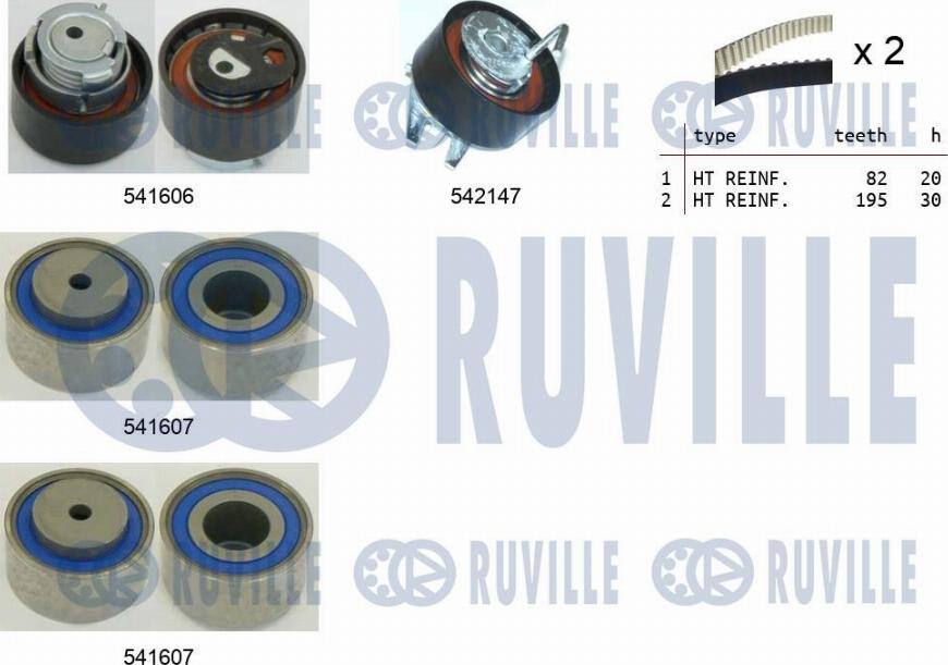 Ruville 550398 - Комплект зубчатого ремня ГРМ autosila-amz.com