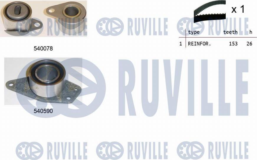 Ruville 550344 - Комплект зубчатого ремня ГРМ autosila-amz.com