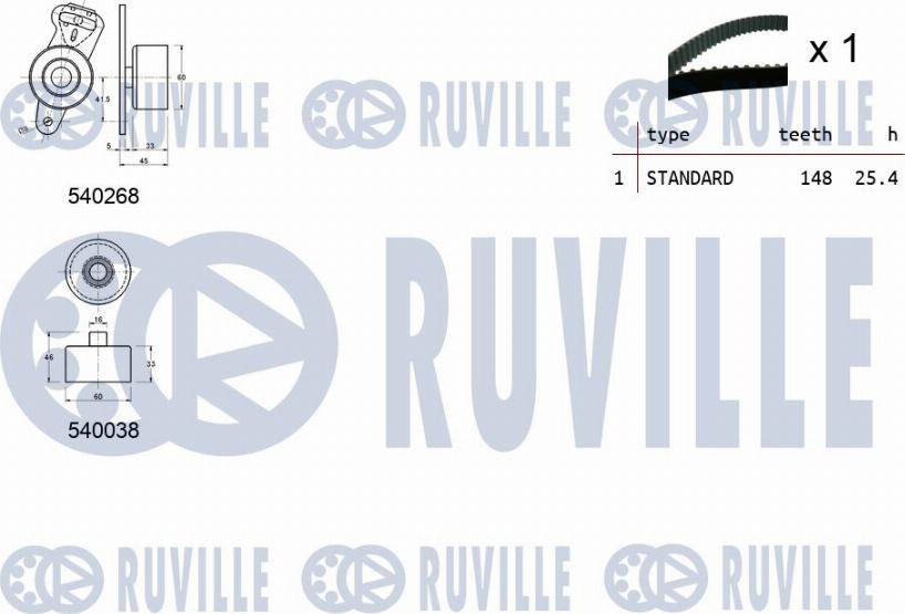 Ruville 550346 - Комплект зубчатого ремня ГРМ autosila-amz.com