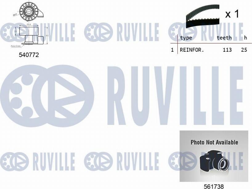 Ruville 5503431 - Водяной насос + комплект зубчатого ремня ГРМ autosila-amz.com
