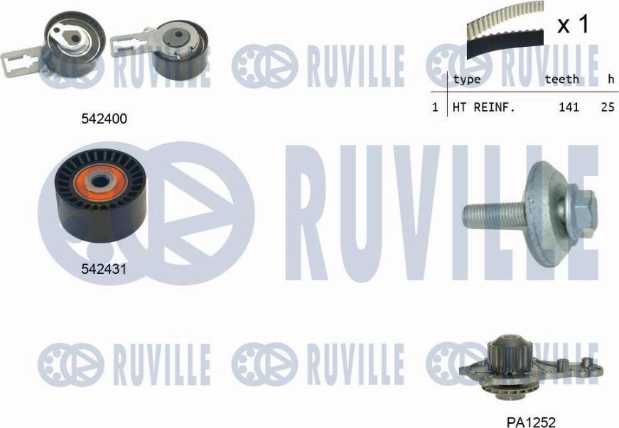 Ruville 5503581 - Водяной насос + комплект зубчатого ремня ГРМ autosila-amz.com