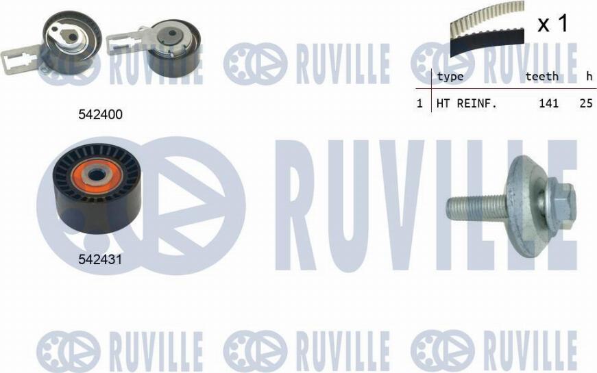 Ruville 550358 - Комплект зубчатого ремня ГРМ autosila-amz.com