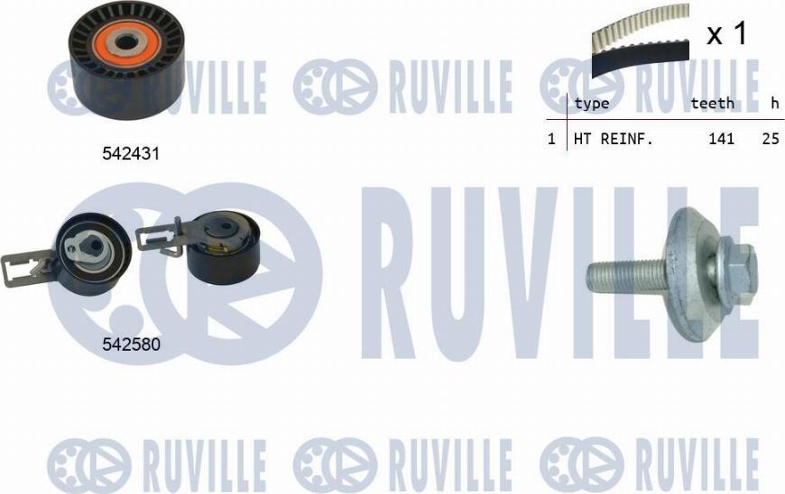 Ruville 550369 - Комплект зубчатого ремня ГРМ autosila-amz.com