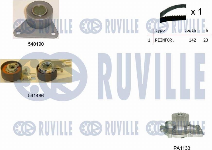Ruville 5503641 - Водяной насос + комплект зубчатого ремня ГРМ autosila-amz.com