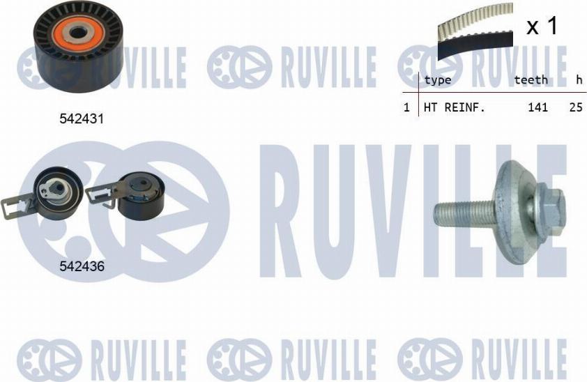 Ruville 550368 - Комплект зубчатого ремня ГРМ autosila-amz.com