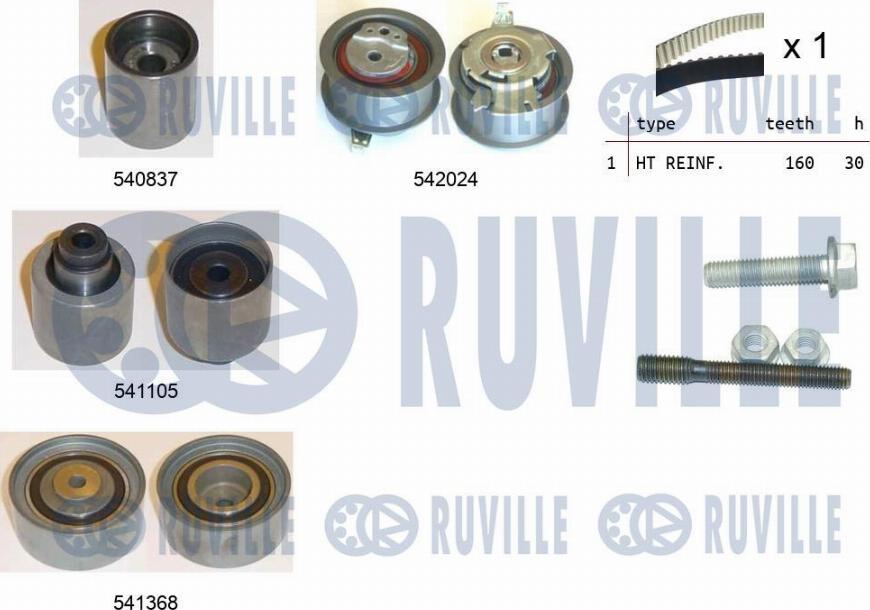 Ruville 550305 - Комплект зубчатого ремня ГРМ autosila-amz.com