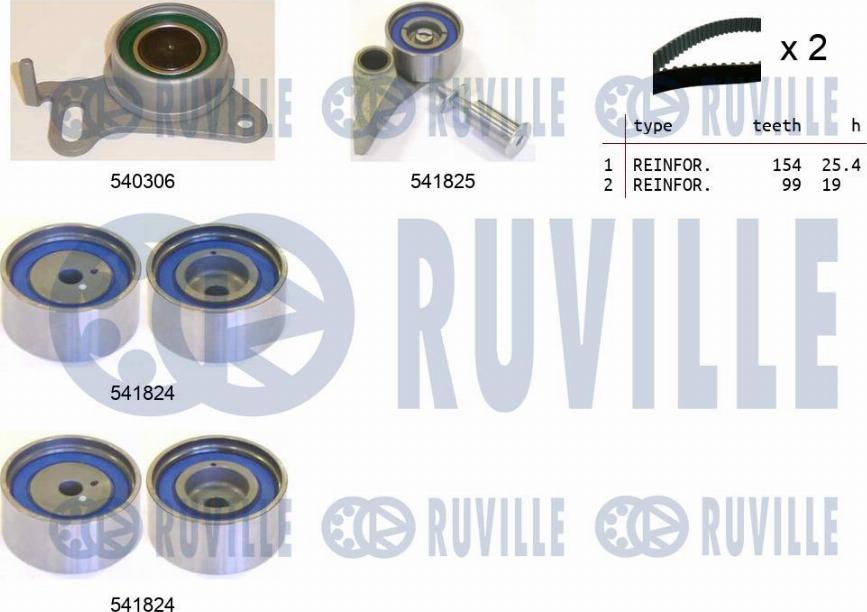 Ruville 550301 - Комплект зубчатого ремня ГРМ autosila-amz.com