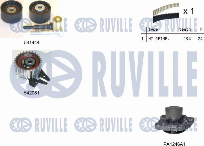 Ruville 5503031 - Водяной насос + комплект зубчатого ремня ГРМ autosila-amz.com