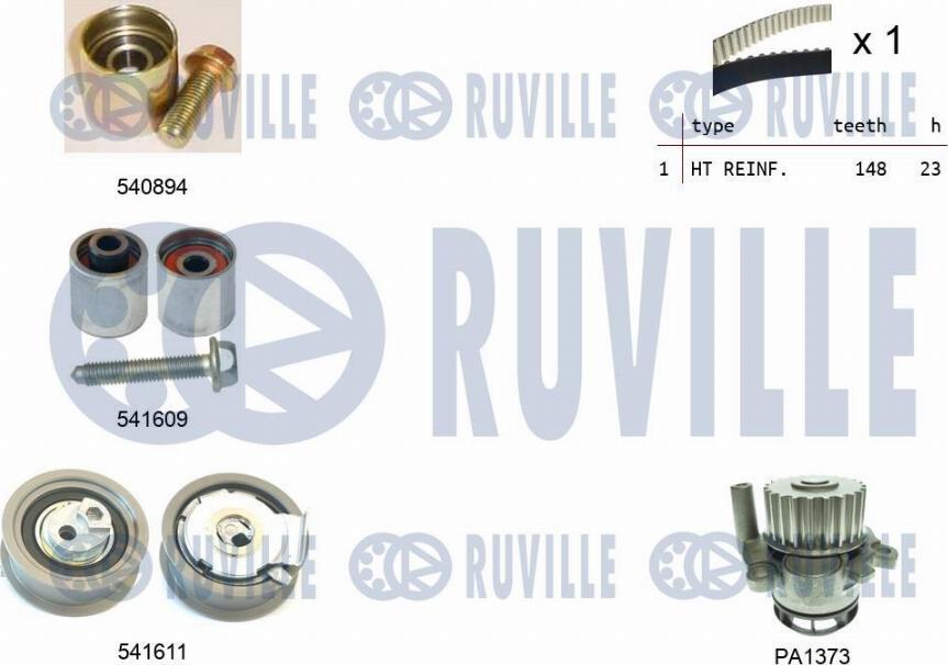 Ruville 5503191 - Водяной насос + комплект зубчатого ремня ГРМ autosila-amz.com