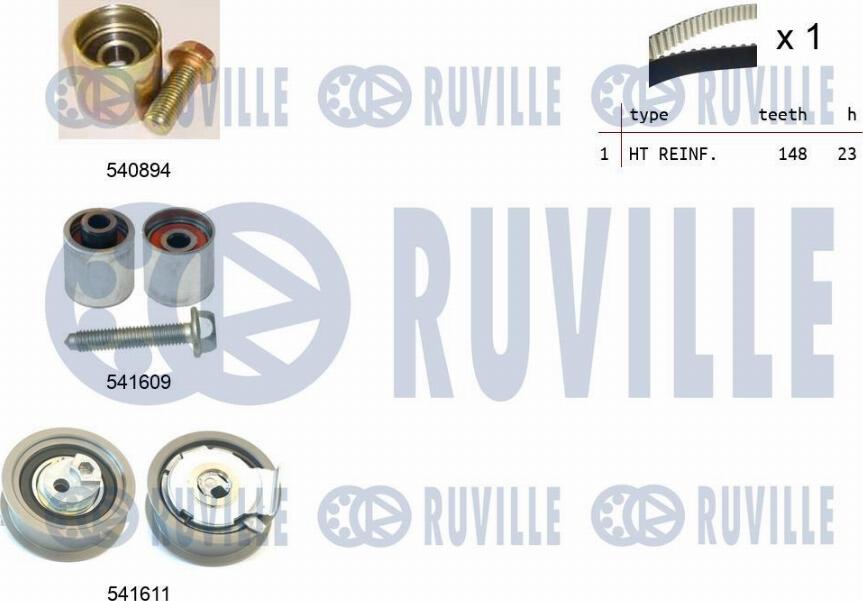 Ruville 550319 - Комплект зубчатого ремня ГРМ autosila-amz.com