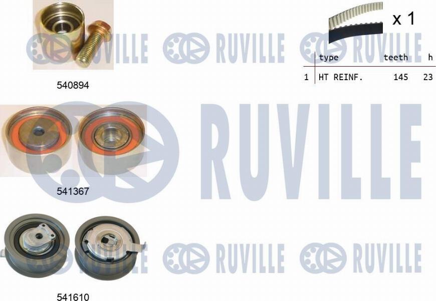 Ruville 550312 - Комплект зубчатого ремня ГРМ autosila-amz.com