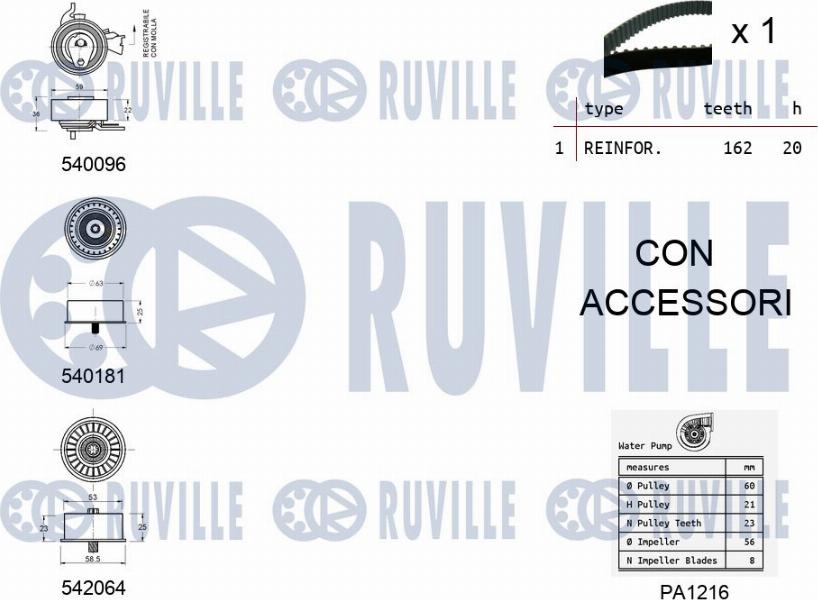 Ruville 5503171 - Водяной насос + комплект зубчатого ремня ГРМ autosila-amz.com