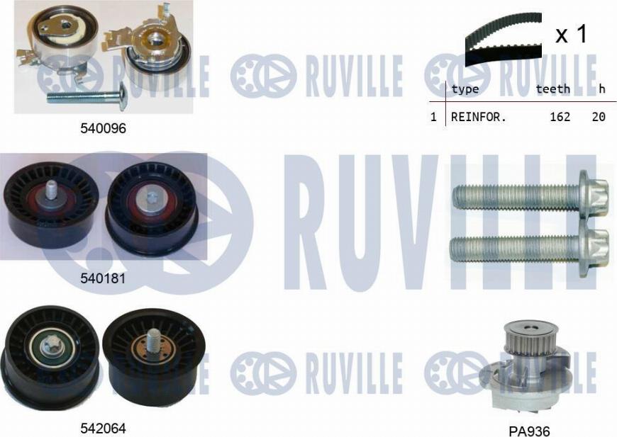 Ruville 5503173 - Водяной насос + комплект зубчатого ремня ГРМ autosila-amz.com