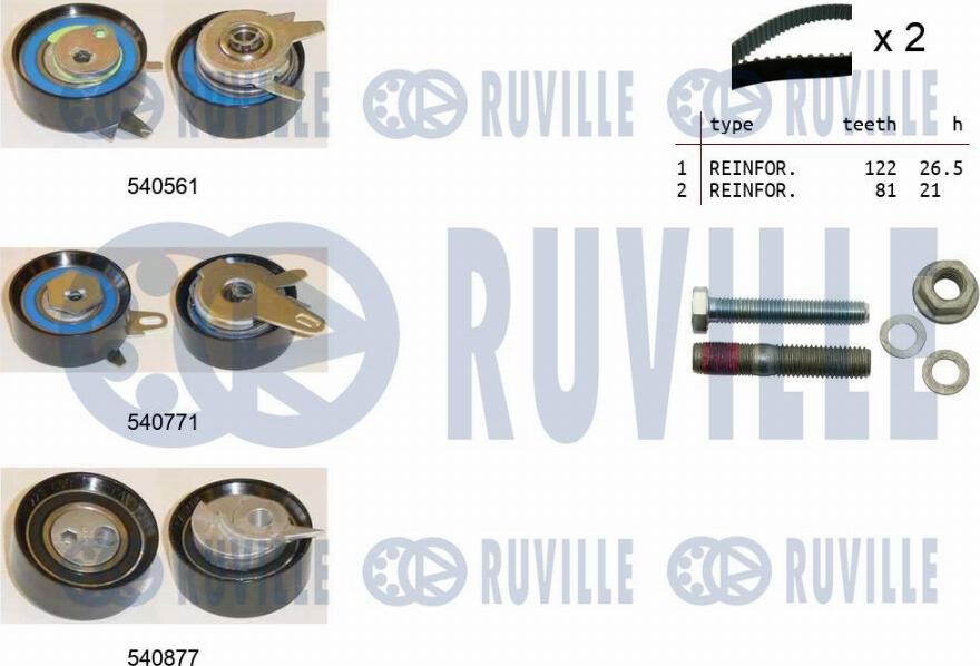 Ruville 550385 - Комплект зубчатого ремня ГРМ autosila-amz.com
