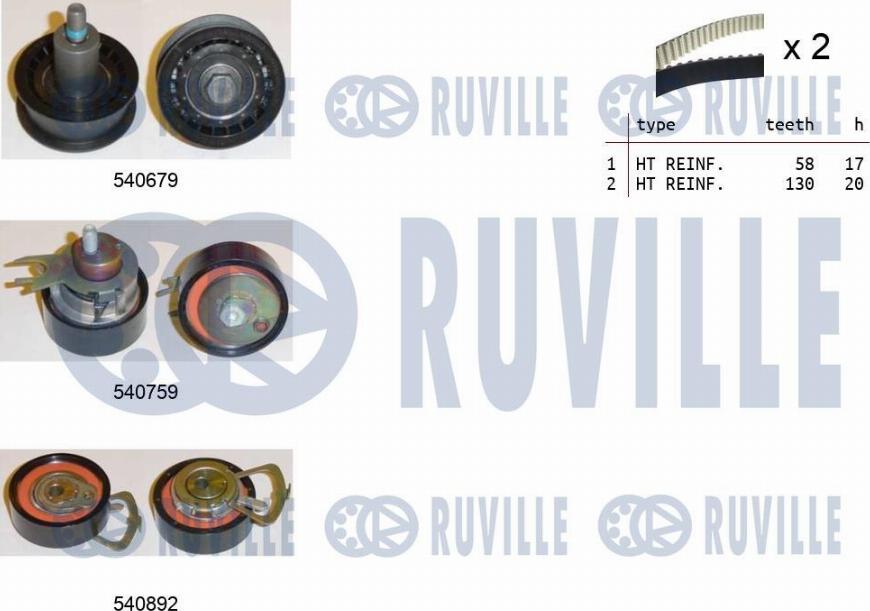 Ruville 550381 - Комплект зубчатого ремня ГРМ autosila-amz.com