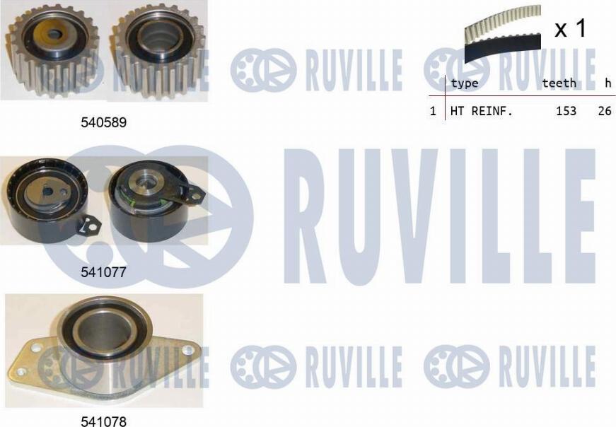 Ruville 550382 - Комплект зубчатого ремня ГРМ autosila-amz.com