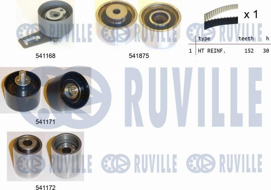 Ruville 550327 - Комплект зубчатого ремня ГРМ autosila-amz.com