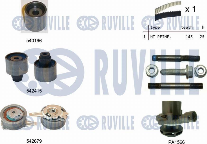 Ruville 5503761 - Водяной насос + комплект зубчатого ремня ГРМ autosila-amz.com