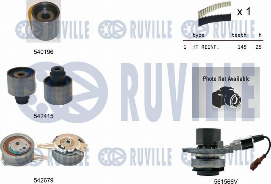 Ruville 5503762 - Водяной насос + комплект зубчатого ремня ГРМ autosila-amz.com
