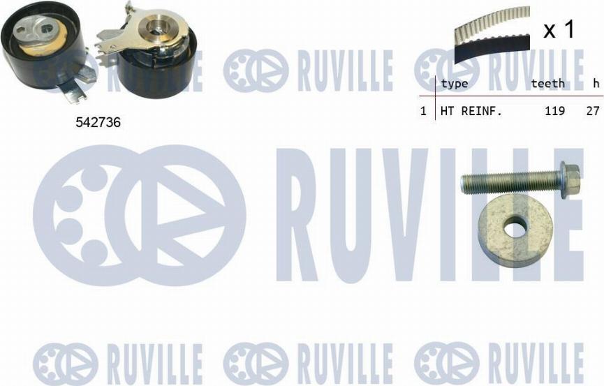 Ruville 550378 - Комплект зубчатого ремня ГРМ autosila-amz.com