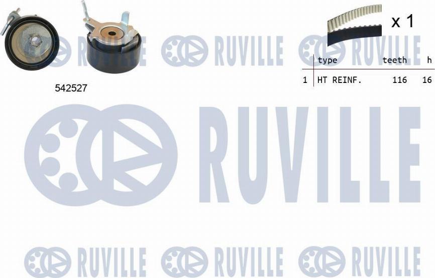 Ruville 550372 - Комплект зубчатого ремня ГРМ autosila-amz.com