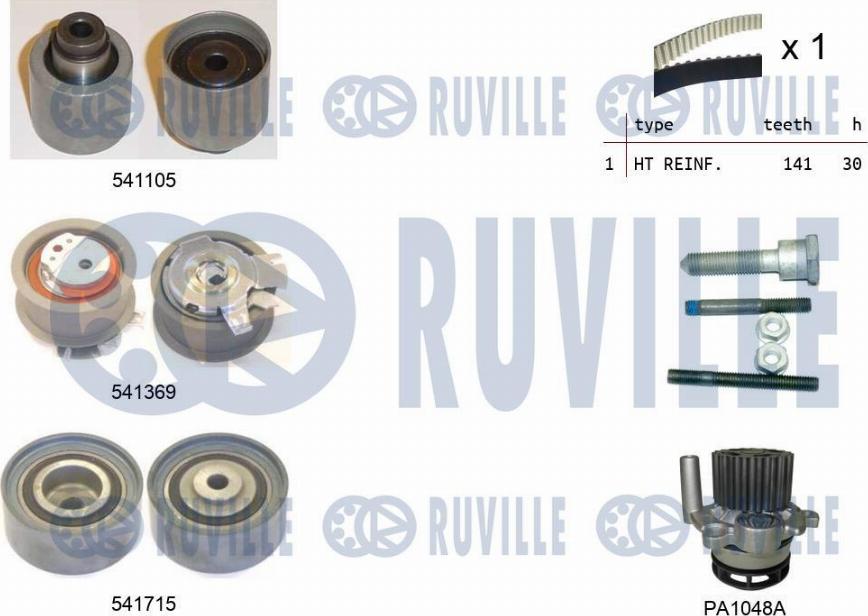 Ruville 5502991 - Водяной насос + комплект зубчатого ремня ГРМ autosila-amz.com