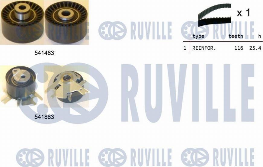 Ruville 550296 - Комплект зубчатого ремня ГРМ autosila-amz.com