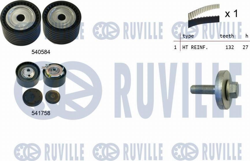 Ruville 550298 - Комплект зубчатого ремня ГРМ autosila-amz.com