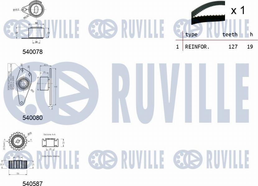 Ruville 550249 - Комплект зубчатого ремня ГРМ autosila-amz.com