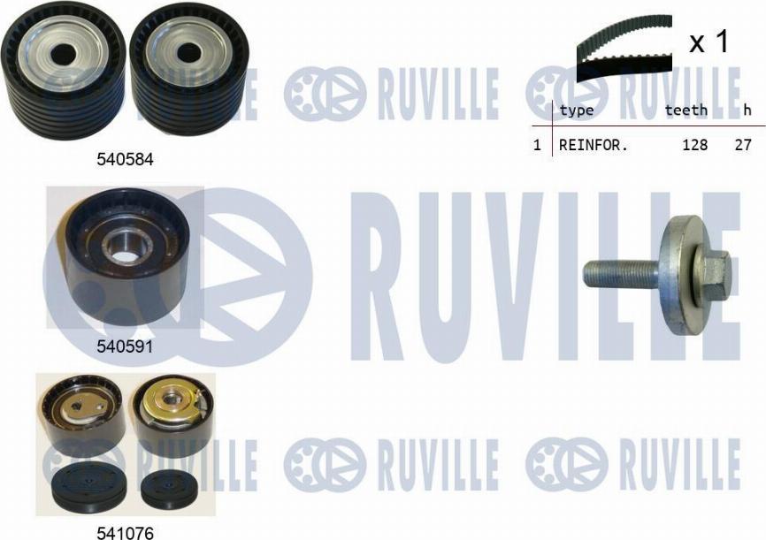 Ruville 550254 - Комплект зубчатого ремня ГРМ autosila-amz.com