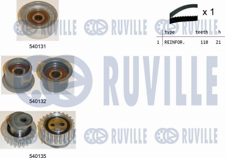 Ruville 550204 - Комплект зубчатого ремня ГРМ autosila-amz.com