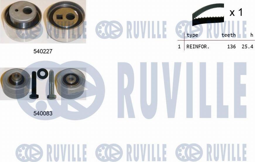 Ruville 550219 - Комплект зубчатого ремня ГРМ autosila-amz.com
