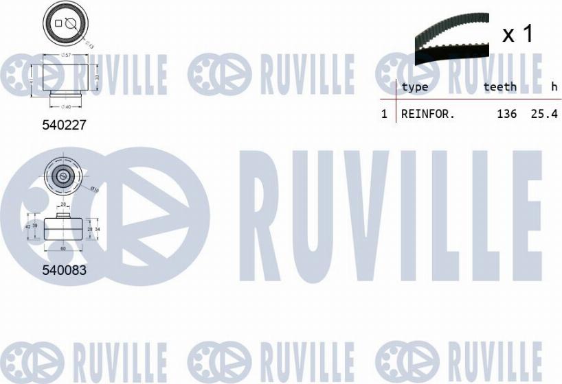 Ruville 550219 - Комплект зубчатого ремня ГРМ autosila-amz.com