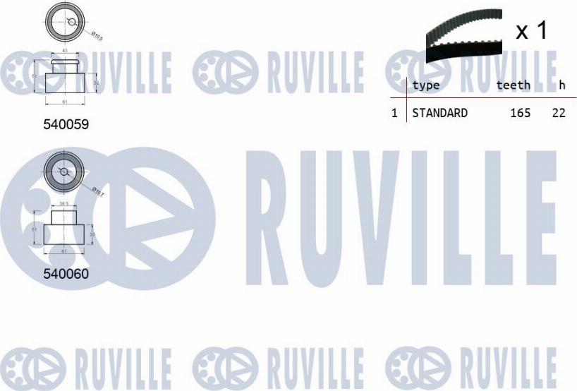 Ruville 550210 - Комплект зубчатого ремня ГРМ autosila-amz.com