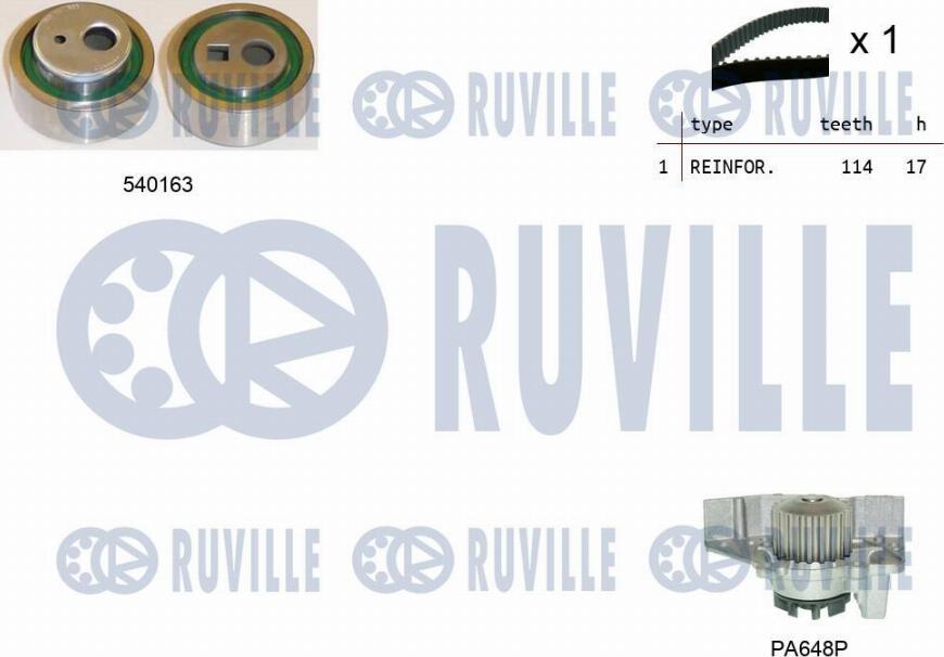 Ruville 5502241 - Водяной насос + комплект зубчатого ремня ГРМ autosila-amz.com