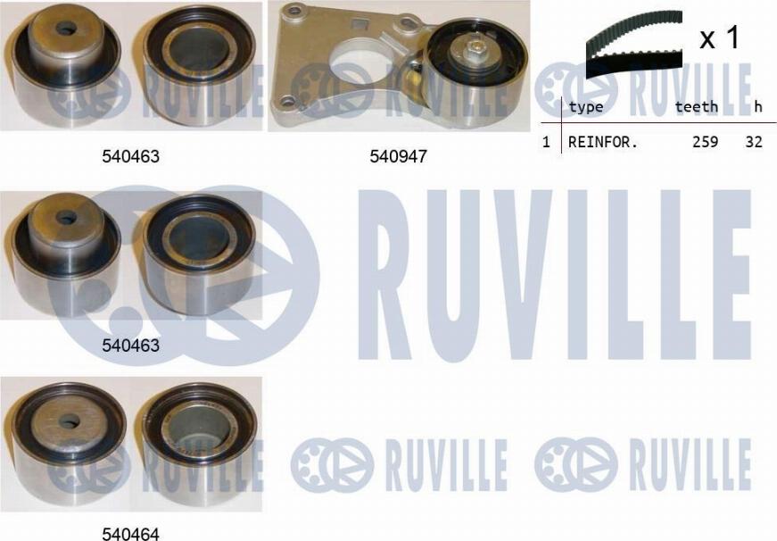 Ruville 550222 - Комплект зубчатого ремня ГРМ autosila-amz.com