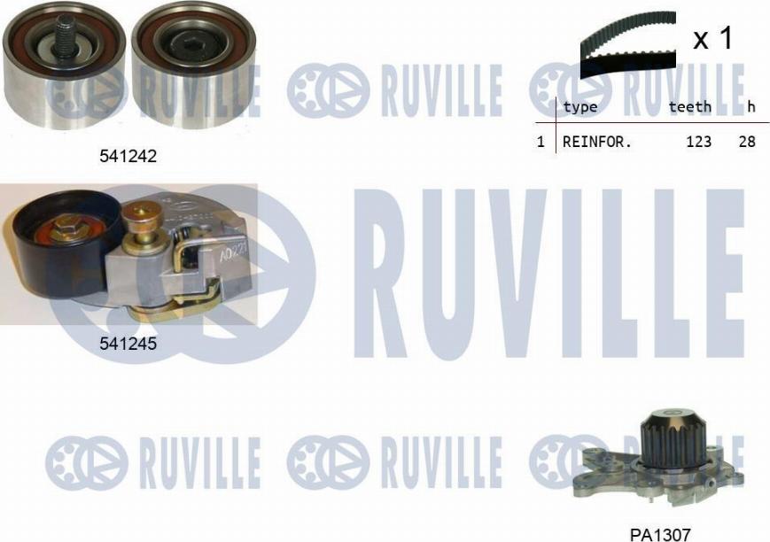 Ruville 5502751 - Водяной насос + комплект зубчатого ремня ГРМ autosila-amz.com