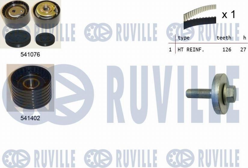 Ruville 550278 - Комплект ГРМ RENAULT/OPEL LAGUNA/MEGANE/VIVARO 1.8/2.0 2001 => (ролик 2шт+ремень 126x27) autosila-amz.com