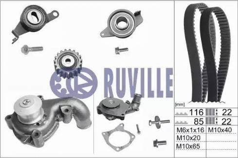 Ruville 55214701 - Водяной насос + комплект зубчатого ремня ГРМ autosila-amz.com