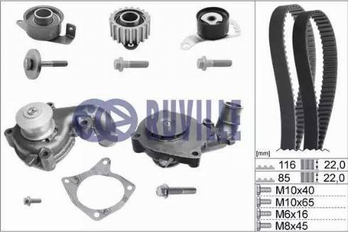 Ruville 55214711 - Водяной насос + комплект зубчатого ремня ГРМ autosila-amz.com