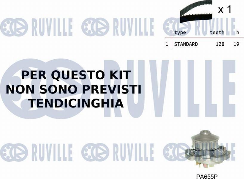 Ruville 55B0011 - Водяной насос + комплект зубчатого ремня ГРМ autosila-amz.com