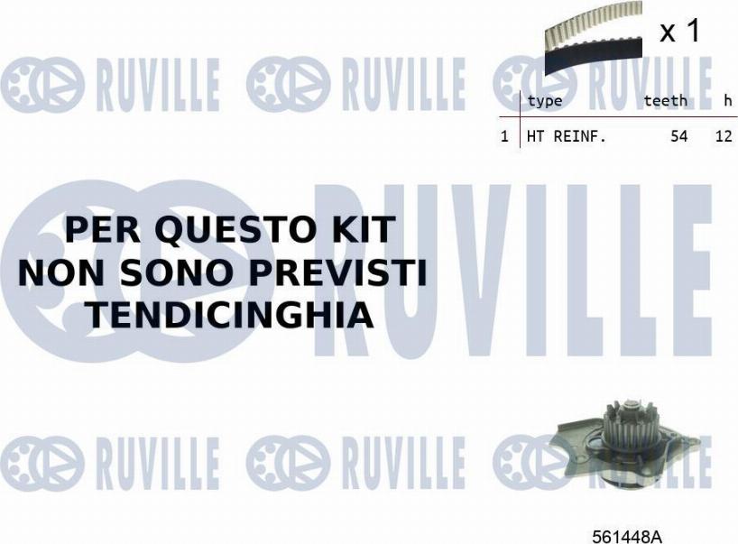 Ruville 55B0021 - Водяной насос + комплект зубчатого ремня ГРМ autosila-amz.com