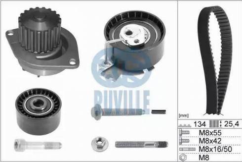 Ruville 56638701 - Водяной насос + комплект зубчатого ремня ГРМ autosila-amz.com