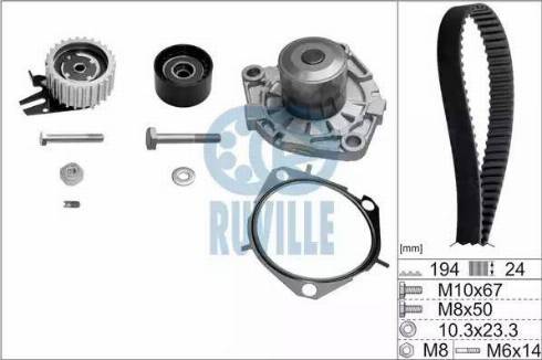 Ruville 56036701 - Водяной насос + комплект зубчатого ремня ГРМ autosila-amz.com