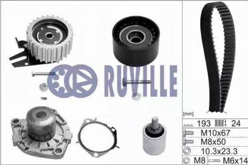 Ruville 56036721 - Водяной насос + комплект зубчатого ремня ГРМ autosila-amz.com