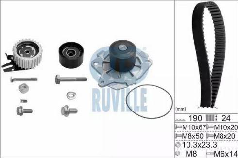 Ruville 56036771 - Водяной насос + комплект зубчатого ремня ГРМ autosila-amz.com