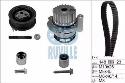 Ruville 56368701 - Водяной насос + комплект зубчатого ремня ГРМ autosila-amz.com