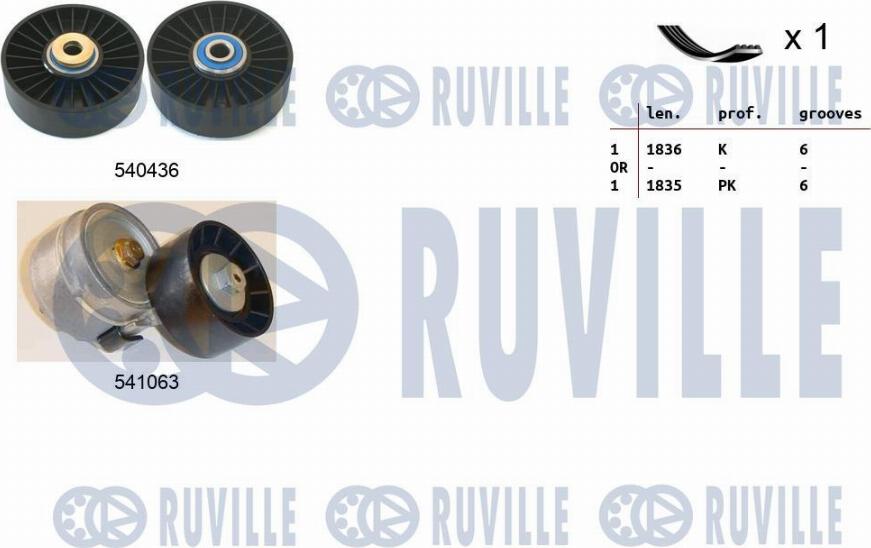 Ruville 570095 - Поликлиновый ременный комплект autosila-amz.com