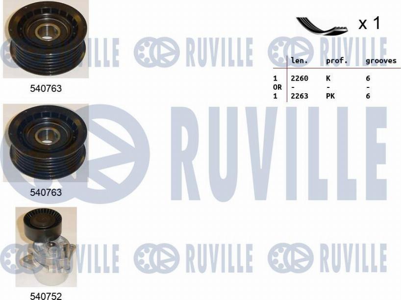 Ruville 570088 - Поликлиновый ременный комплект autosila-amz.com